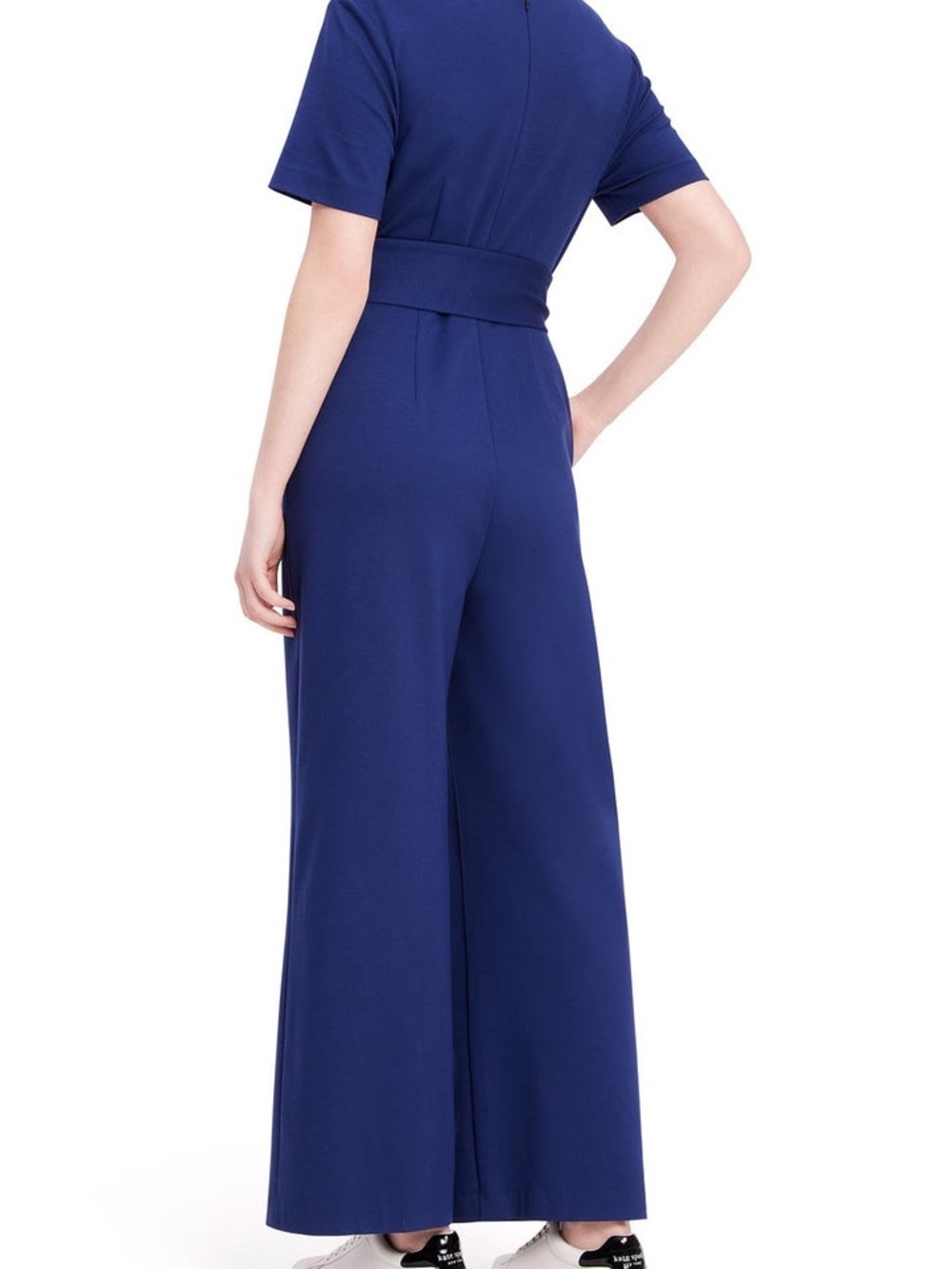 kate spade Royal Blue Short-Sleeve Belted Wide-Leg Jumpsuit - Picture 4 of 11